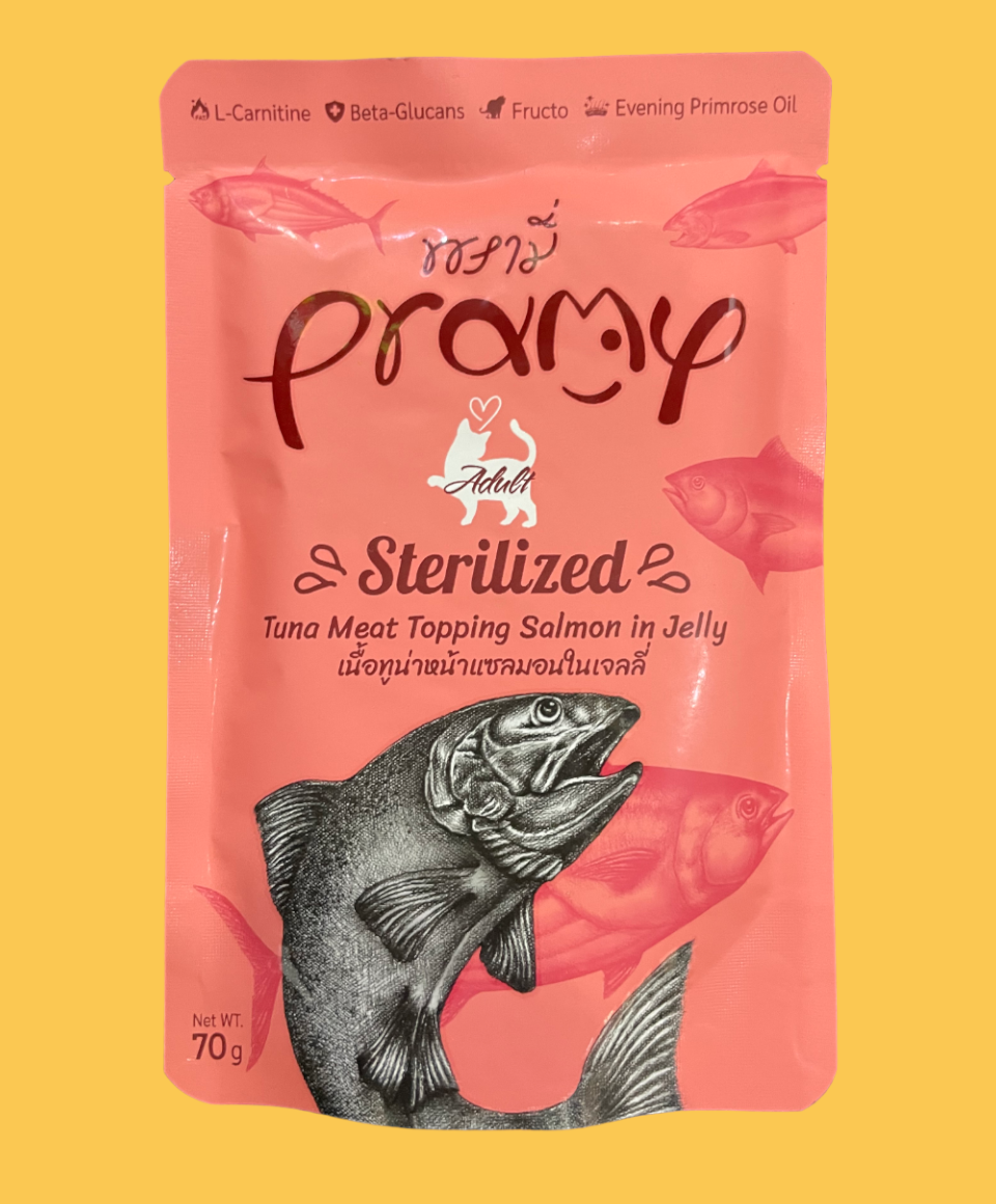 Pramy Wet Food Sterilized Tuna Meat Topping Salmon in Jelly Adult 70g (AD2)  - Hobbyist Hulhumale'