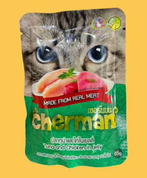 Cherman Wet cat food Tuna and Chicken Flavor Benefit of Cherman – For adult cats aged 1 year and up – With real meat ingredients – Rich in taurine, vitamins