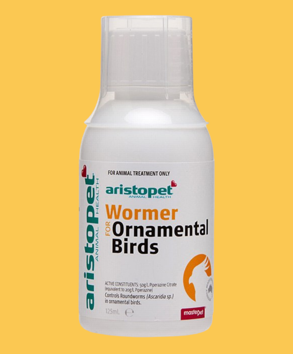 Wormer for Ornamental Birds Aristopet Bird Wormer is indicated in the control and treatment of roundworms (Ascaridia spp.) in ornamental birds. Roundworm infestation can be associated with weight loss, poor appetite, retarded growth, diarrhoea and severe debilitation.