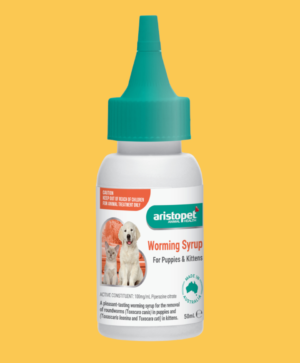 Aristopet Worming Syrup is an oral treatment for the removal of roundworms in Puppies and Kittens. This formula is easy to use and pleasant tasting. Dose 1ml (20 drops) per 1kg for two consecutive days. Aristopet is proudly Australian made.