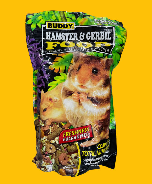 A complete pellet diet, mixed with variety seeds and grains. It is suitable for all stage of a pets life cycle. Buddy Hamster and Gerbil food is the ideal complement to traditional diet because it contains a balance of the best quality ingredients that are essential for the nutritional needs of all hamster and gerbils ...