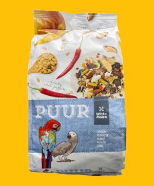 Puur parrot Protein-rich composition and linseed for shiny feathers and easy moulting. The added prebiotics contribute to healthy digestion. Crushed oyster shells promote healthy digestion and are an excellent source of calcium. The balanced composition, added vitamins and trace elements will increase your pet`s vitality.